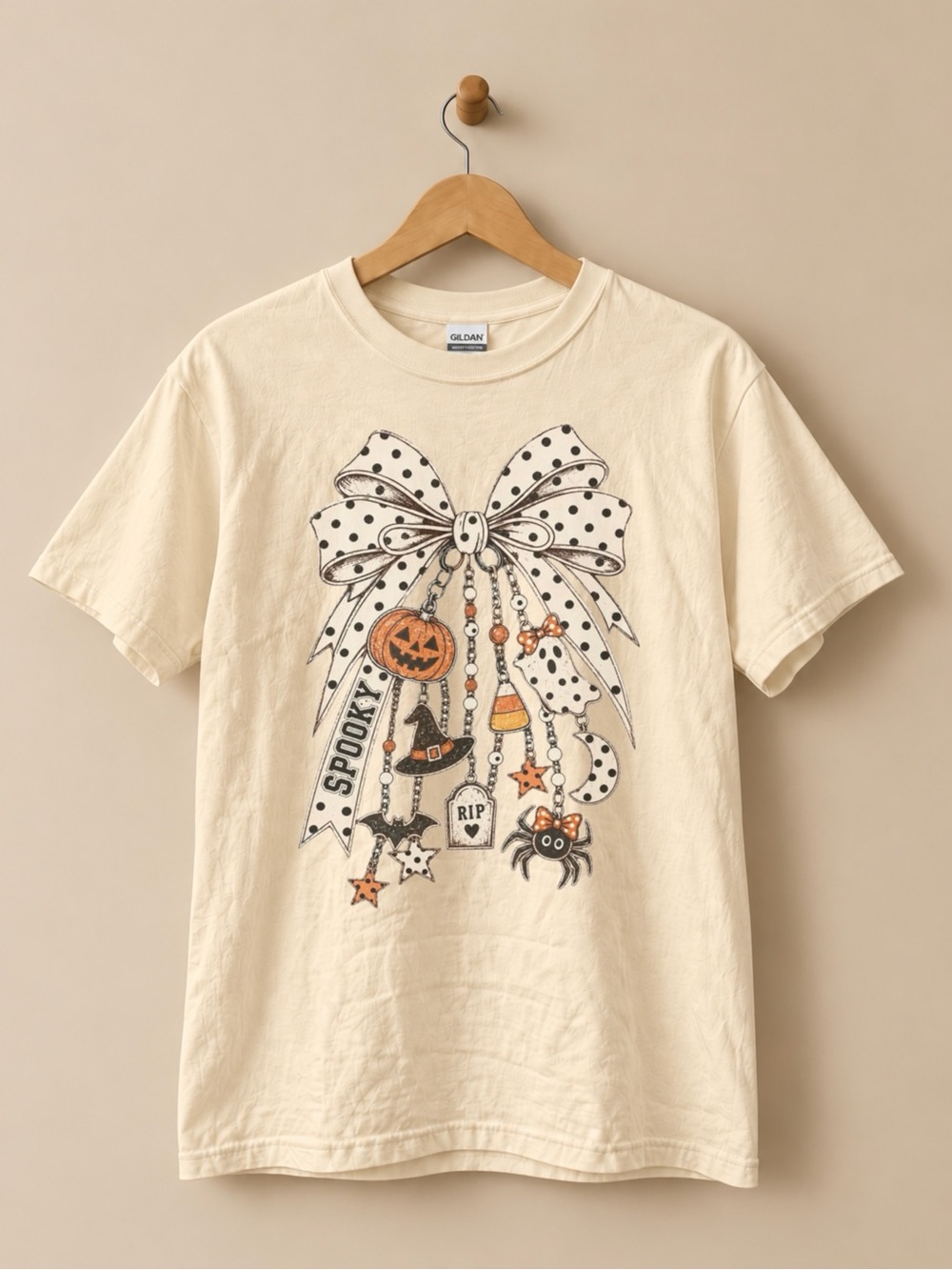 Spooky Bow White Dots Tee Pumpkin Halloween Unisex T-shirt